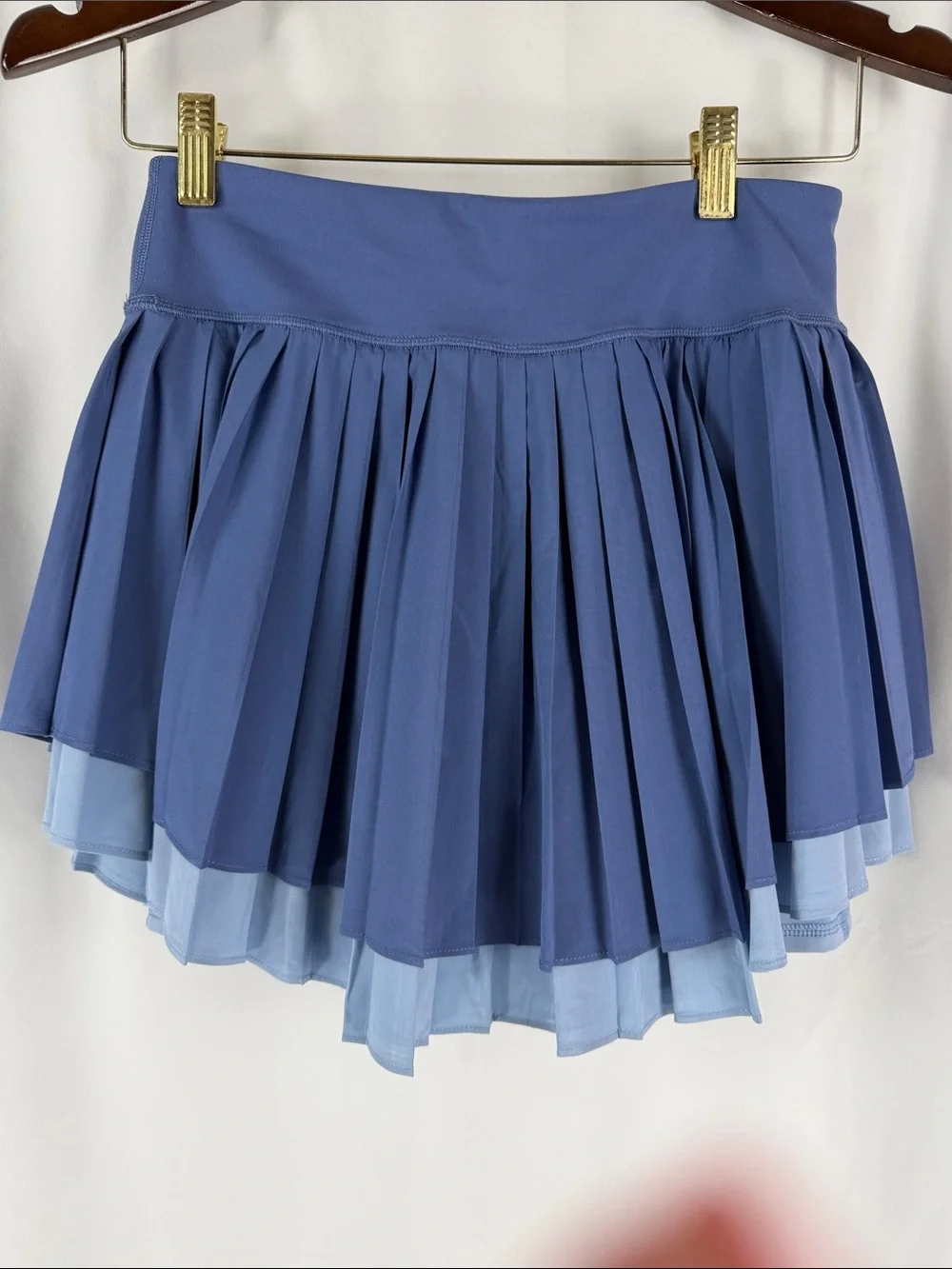Yogalicious Leah Pleated Tennis Skort Blue Built-In Shorts Size M